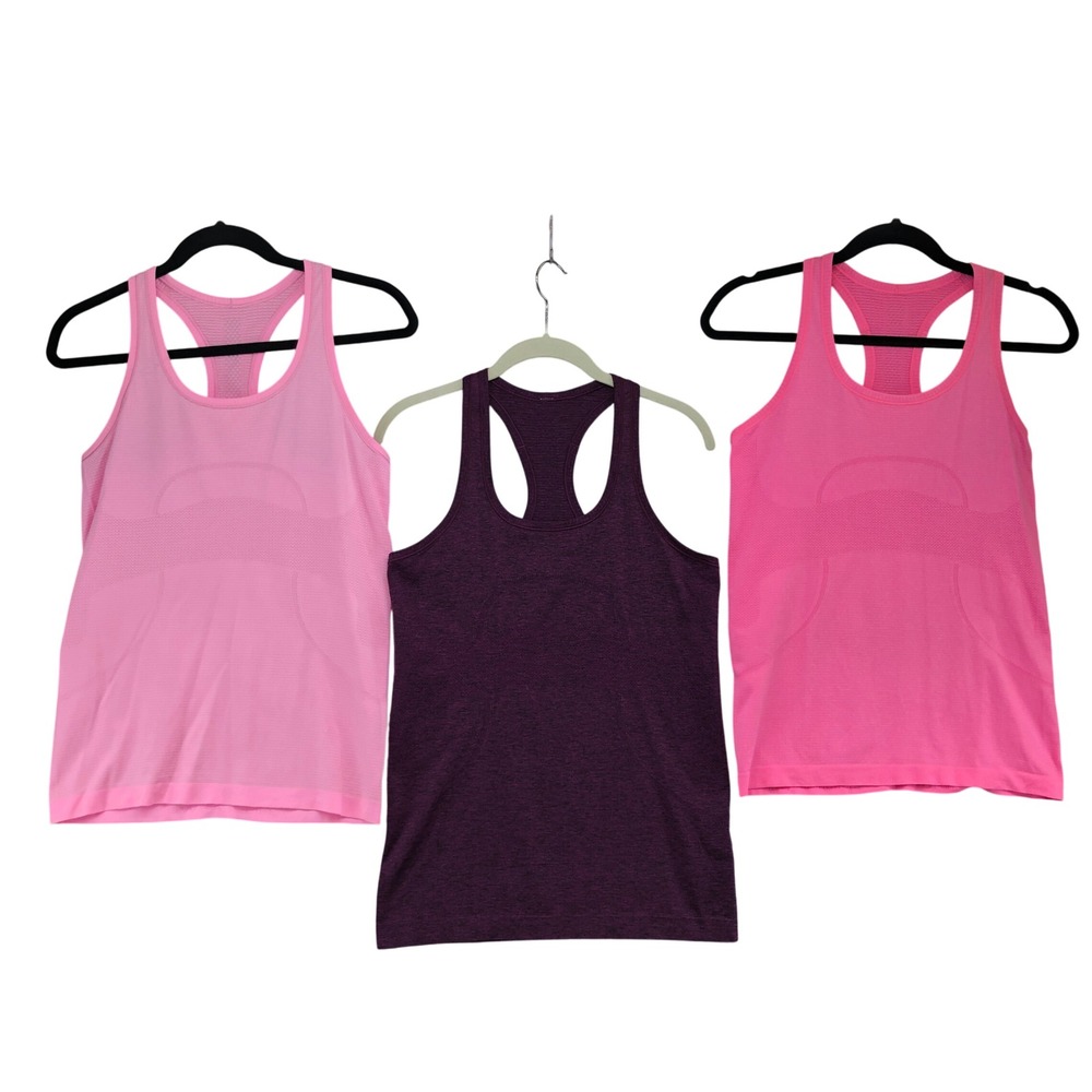 Lululemon Swiftly Tech Racerback Tank Tops Womens 8 Pink Purple Bundle 3-Pack